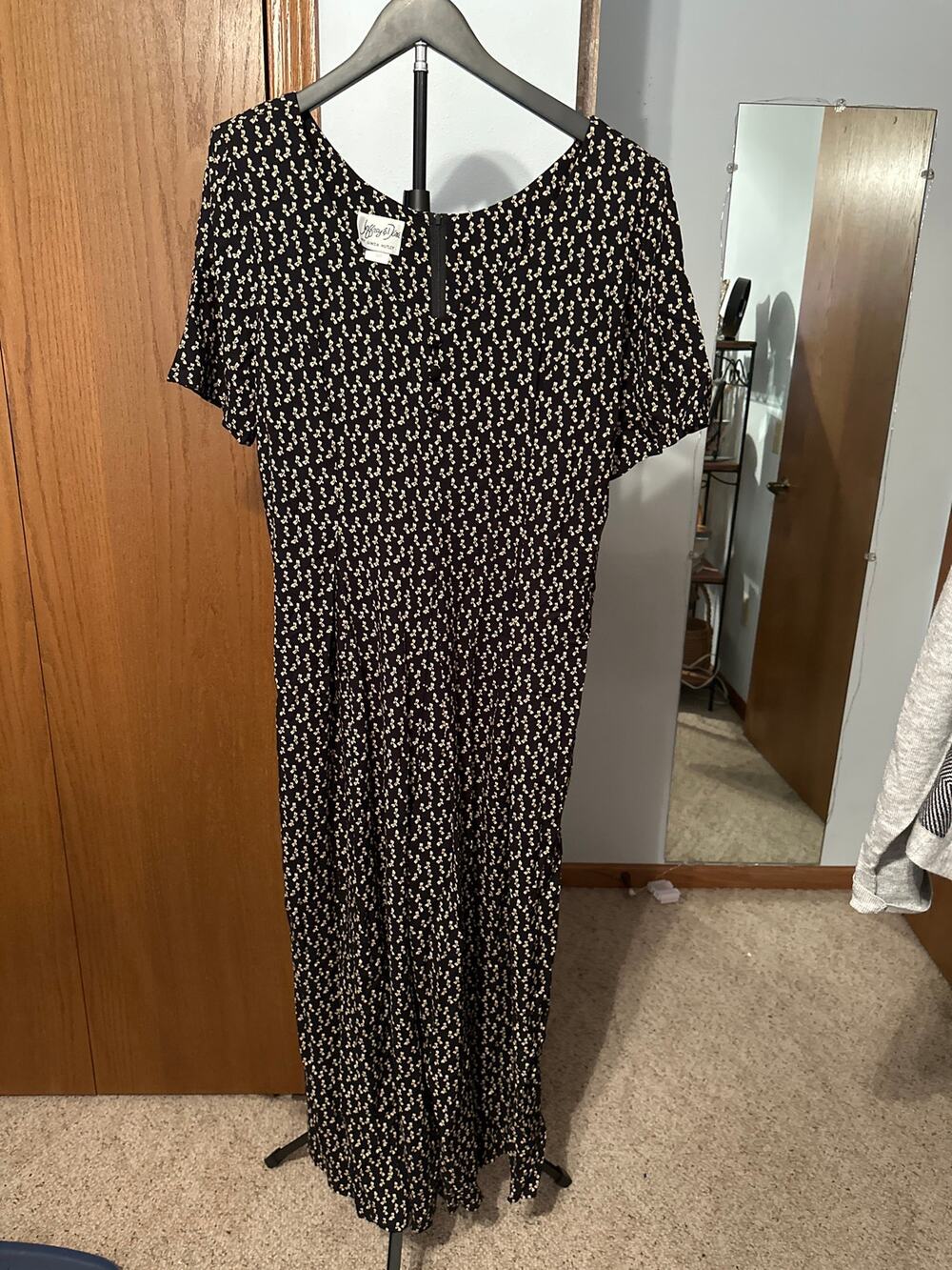 Vtg Jeffrey & Dara Linda Hutley Bow Print Jumpsuit 100% Rayon USA 15/16